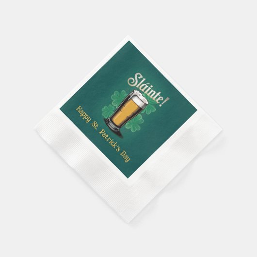 Serviette En Papier Slàinte ! Saint Patrick's Day Pint of Beer on Gree (Coin)