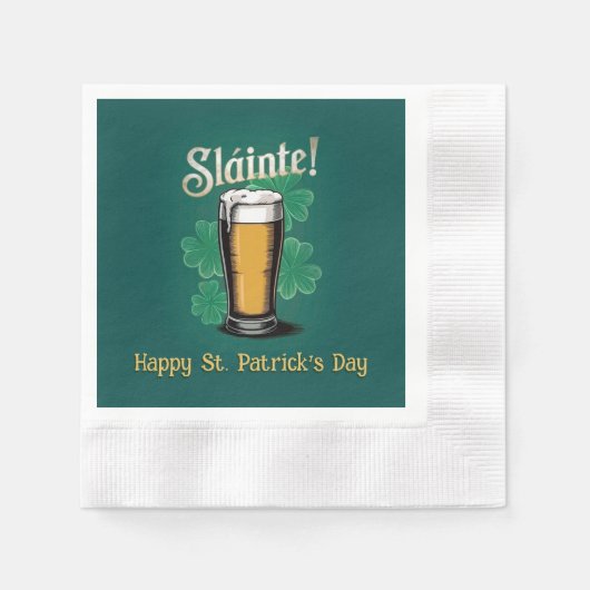 Serviette En Papier Slàinte ! Saint Patrick's Day Pint of Beer on Gree (Devant)