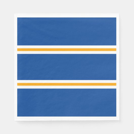 Serviette En Papier Sleek Navy Bleu Jaune Blanc Été Course Rayures (Devant)
