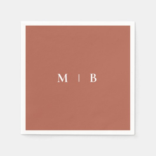 Serviette En Papier Sleek Simple Cinnamon Monogram Cocktail (Devant)