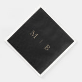 Serviette En Papier Sleek Simple Or Monogram Black Cocktail II (Coin)