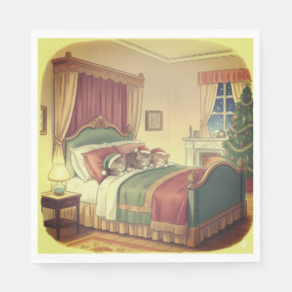 Serviette En Papier Sleeping Christmas Cats Napkins