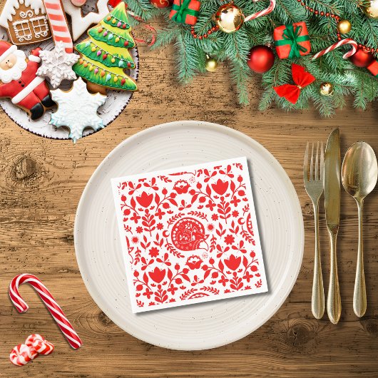 Serviette En Papier Sleeping Fox Folk Art