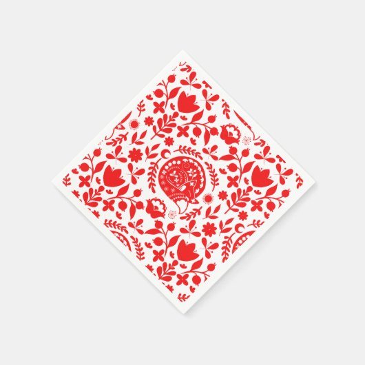 Serviette En Papier Sleeping Fox Folk Art (Coin)