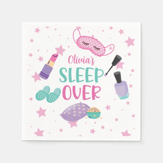 Serviette En Papier Sleepover soirée rose violet entre (Devant)