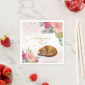 Serviette En Papier Sleepy Cat Illustration Baby shower fille (En situation)