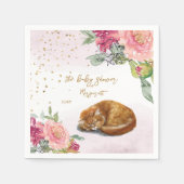 Serviette En Papier Sleepy Cat Illustration Baby shower fille (Devant)