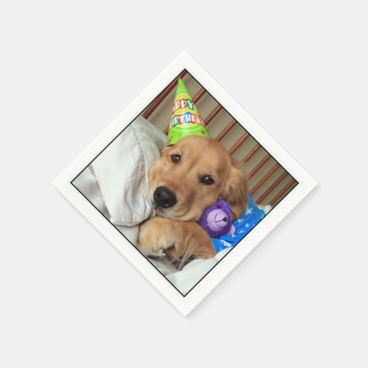 Serviette En Papier Sleepy Golden Retriever in Pajamas Anniversaire (Coin)