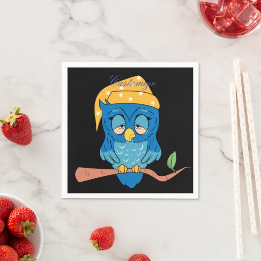 Serviette En Papier Sleepy Owl Thunder_Cove (En situation)