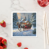 Serviette En Papier Sleigh Père Noël à cheval de Noël (En situation)