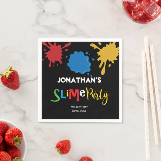 Serviette En Papier Slime Fun children Anniversaire fête personnalisée (En situation)