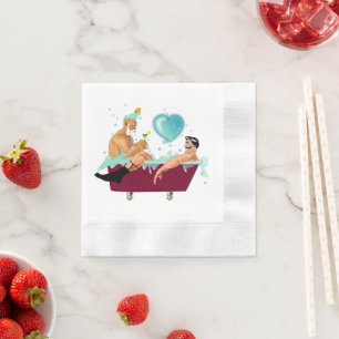 Serviette En Papier SlipperyJoe's deux gays hommes aiment la baignoire