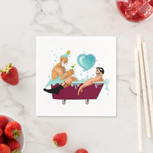 Serviette En Papier SlipperyJoe's deux gays hommes aiment la baignoire (En situation)