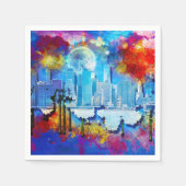 Serviette En Papier SlipperyJoe's gratte-ciel NYC bâtiments artwork gr (Devant)