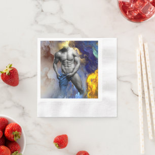 Serviette En Papier SlipperyJoe's Man steamy shirt abs six pack