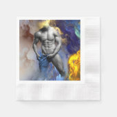 Serviette En Papier SlipperyJoe's Man steamy shirt abs six pack (Devant)