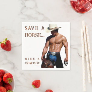 Serviette En Papier SlipperyJoe's save horse ride paille cowboy casque