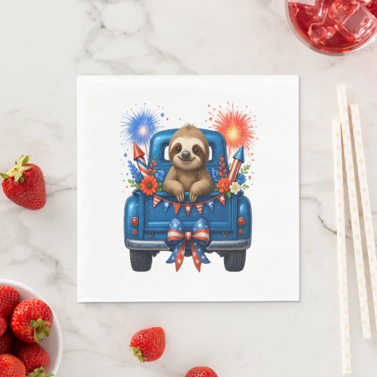 Serviette En Papier Sloth 4 juillet Usa (En situation)