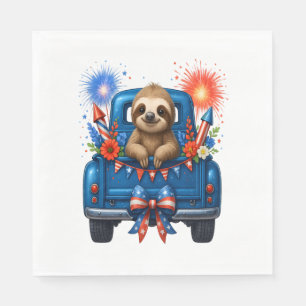 Serviette En Papier Sloth 4 juillet Usa