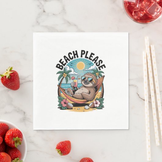 Serviette En Papier Sloth avec glace Crème Plage d'été S'il vous plaît (En situation)