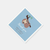 Serviette En Papier Sloth Baby shower Jungle Script mignon garçon bleu (Coin)