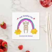 Sloth Boho Rainbow Birthday Cute Kawaii Nom blanc