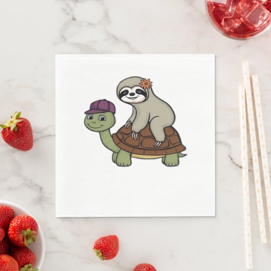 Serviette En Papier Sloth chevauchant une tortue T-Shirt classique (En situation)