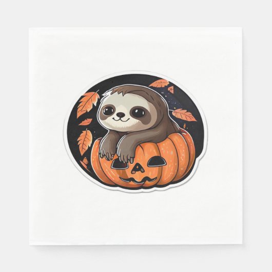 Serviette En Papier Sloth citrouille Halloween autocollant Surdimensio (Devant)