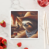 Serviette En Papier Sloth Cowboy à Saloon (En situation)