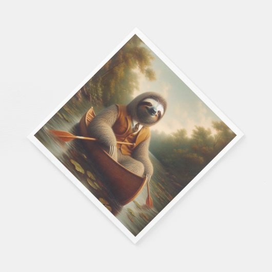 Serviette En Papier Sloth Dans Un Canoë (Coin)