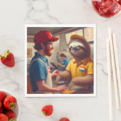 Serviette En Papier Sloth Fast Food Worker (En situation)