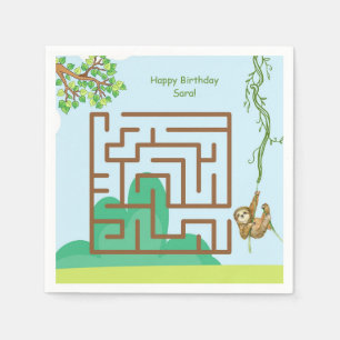 Serviette En Papier Sloth, feuille labyrinthe puzzle serviettes de pap