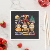 Serviette En Papier Sloth Hallothanksmas heureux Drôle Halloween Thank (En situation)