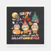 Serviette En Papier Sloth Hallothanksmas heureux Drôle Halloween Thank (Devant)