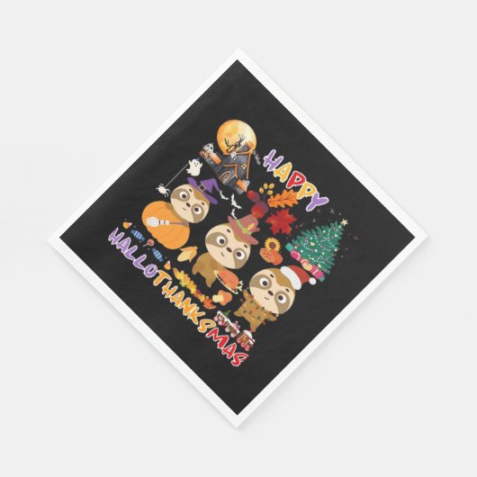 Serviette En Papier Sloth Hallothanksmas heureux Drôle Halloween Thank (Coin)