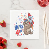 Serviette En Papier Sloth Happy 4th Rocket Fireworks USA (En situation)