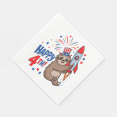 Serviette En Papier Sloth Happy 4th Rocket Fireworks USA (Coin)