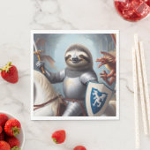 Serviette En Papier Sloth Knight Fighting Dragons (En situation)