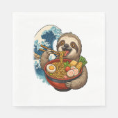 Serviette En Papier Sloth Mange Japonais Ramen (Devant)