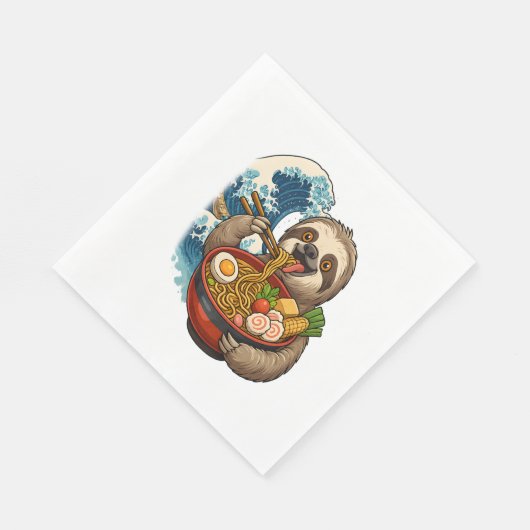 Serviette En Papier Sloth Mange Japonais Ramen (Coin)