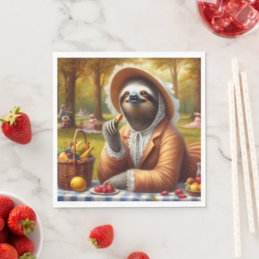 Serviette En Papier Sloth Picnic (En situation)