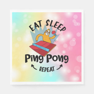 Serviette En Papier Sloth Ping Pong Manger Sleep Ping Pong Répéter drô