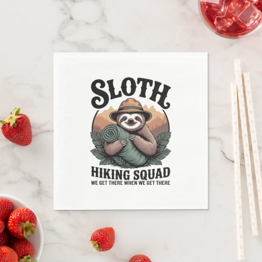 Serviette En Papier Sloth Randonnée Squad Funny Camping (En situation)