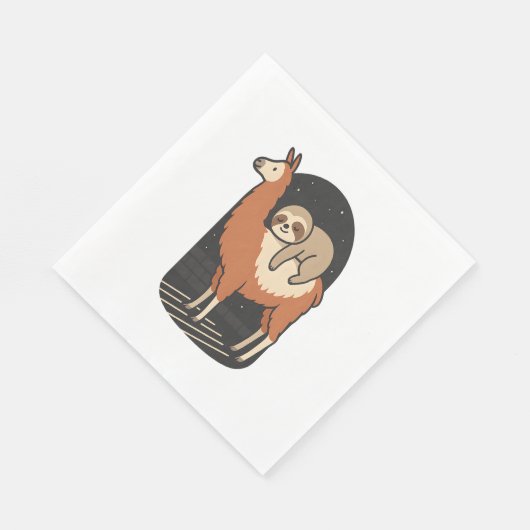 Serviette En Papier Sloth Riding Llama (Coin)