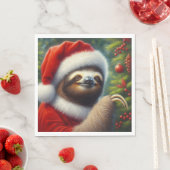 Serviette En Papier Sloth Santa Claus (En situation)