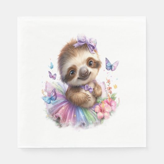 Serviette En Papier Sloth Shirt Safari Rainbow Summer (Devant)