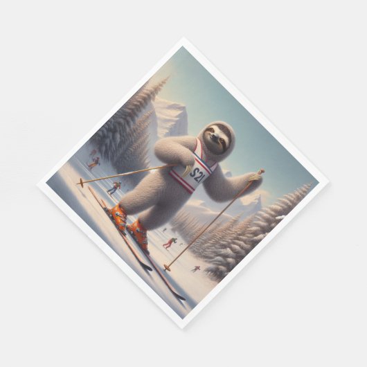 Serviette En Papier Sloth Skiing (Coin)