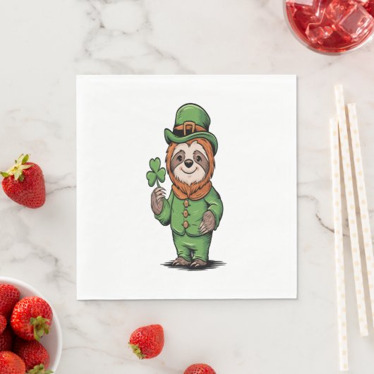Serviette En Papier Sloth St Patrick's Day Irish Lucky (En situation)