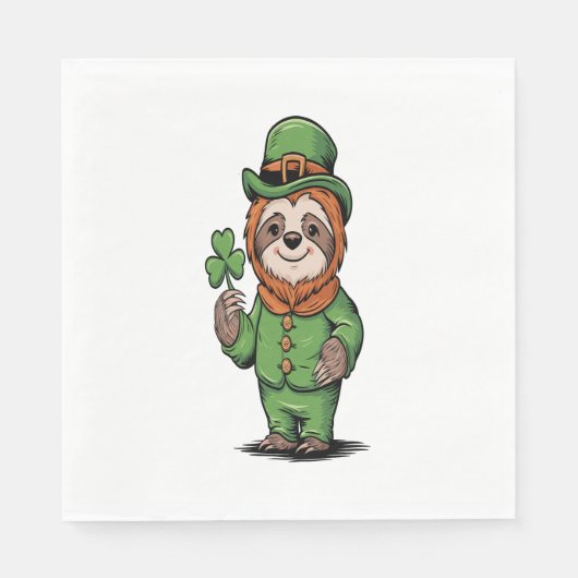 Serviette En Papier Sloth St Patrick's Day Irish Lucky (Devant)