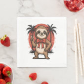 Serviette En Papier Sloth Summer Beach Rocking (En situation)